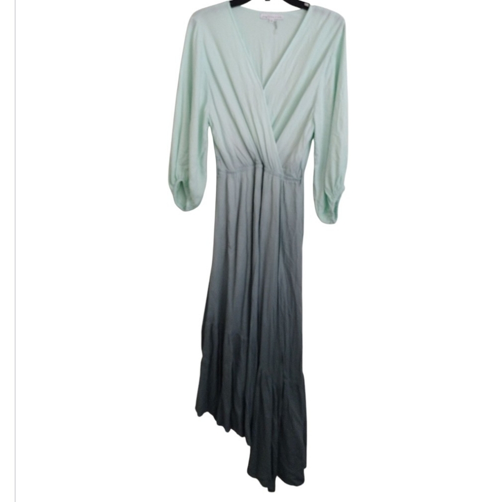 Young Fabulous & Broke Elegant Green Ombre Asymmetrical Wrap Dress Size Small
